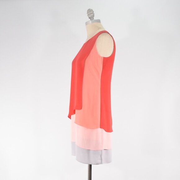BCBG Poppy Red Layered Chiffon Mini Shift Dress - Picture 3 of 8